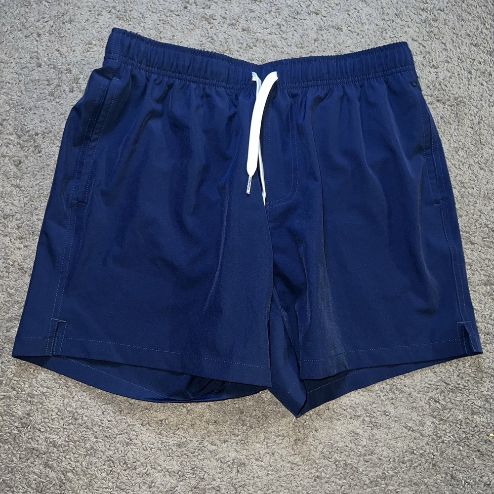 Bear Bottom Swim Trunks Mens Large 5.5" Inseam Navy Blue Drawstring Shorts
